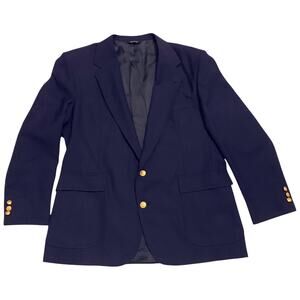 Ivy Crew Mens Navy Blue Vintage Blazer 46R Sport Coat Gold Button USA Structured